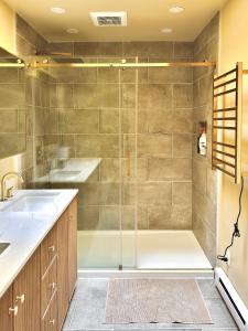 a bathroom with a shower and a sink at Beautiful Luxury Shared Home in Montreal in Montreal
