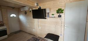 Zimmer mit Wand und TV an der Wand in der Unterkunft MBL Apartments Summer in Rezi