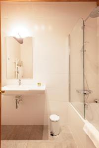 een badkamer met een toilet, een wastafel en een douche bij Hotel Belle Epoque in Beaune