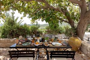 a table with food on it under a tree at The Lodge Mallorca, Small Luxury Hotels in Sa Pobla