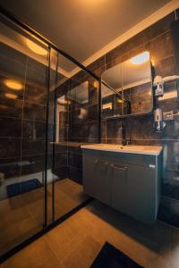 a bathroom with a sink and a shower at SNAİL HOUSE SAPANCA in Sapanca
