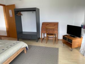 Televízia a/alebo spoločenská miestnosť v ubytovaní Les Rossets