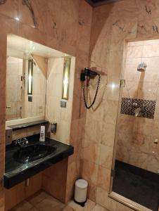 y baño con lavabo y ducha. en Mariahilf Citycenter Hotel en Viena