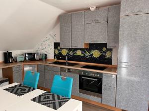 Kuchyň nebo kuchyňský kout v ubytování Ferienwohnung im Wonnegau Riesling-Suite