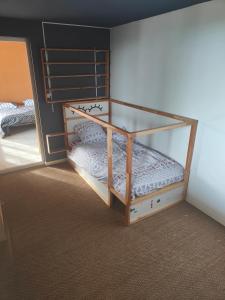 a bunk bed in a room with a mirror at Gite 12 à 15 personnes proche Albi in Castelnau-de-Lévis
