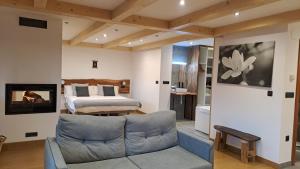 a living room with a couch and a bed at Casa Angiz etxea in Sumbilla +104 photos