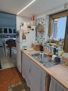 una cucina con lavandino e frigorifero di Casa Susy a Roma