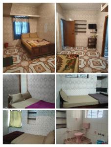 eine Serie von vier Bildern eines Schlafzimmers mit Betten in der Unterkunft TRIOS in Udagamandalam