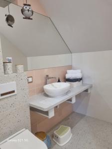 a bathroom with a sink and a toilet at ZuMiLu House in Zagórz