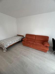 a living room with a couch and a bed at Appartement 1 pièce Strasbourg in Schiltigheim