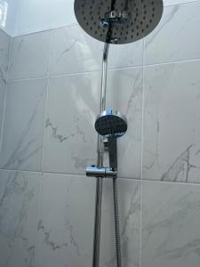 y baño con ducha con cabezal de ducha. en Sutton Coach House, en Wexford