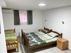 1 Schlafzimmer mit 2 Einzelbetten und einem Fenster in der Unterkunft Apartmani Kalea in Sokobanja