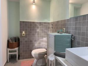 y baño con aseo y lavamanos. en Ferienwohnung für 2 Personen ca 25 qm in Njivice, Kvarner Bucht Krk - b62574, en Njivice