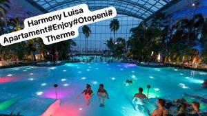 un grupo de personas en una piscina en un parque acuático en Harmony Luisa Apartment #Enjoy#Otopeni# en Otopeni