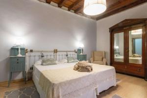 een slaapkamer met een bed, een stoel en een spiegel bij Ferienhaus für 4 Personen ca 120 qm in Ingenio, Gran Canaria Binnenland Gran Canaria in Ingenio
