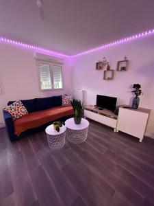 a living room with a couch and a table at Appartement 1 pièce Drancy in Drancy