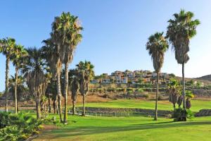 um grupo de palmeiras em frente a um resort em Ferienhaus für 4 Personen ca 98 qm in Las Crucitas, Gran Canaria Südküste Gran Canaria em Maspalomas