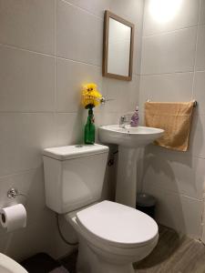 a bathroom with a white toilet and a sink at 1991HospedajeD3 in Ensenada