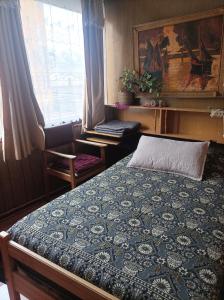 een slaapkamer met een bed en een raam bij Alojamiento familiar rey in Punta Arenas