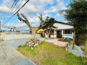 uma árvore arrancada em frente a uma casa em 風乃家 Kaze No Ya em Shirahama