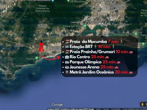 a map of the us with a red marker at Confortável 3 qts Vaga 5 min da Praia Recreio in Rio de Janeiro