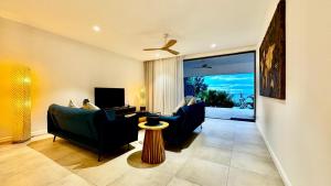 TV a/nebo společenská místnost v ubytování Appartement de luxe piscine et vue mer
