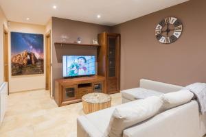 ein Wohnzimmer mit einem Sofa und einem TV in der Unterkunft La Casonia in Anero