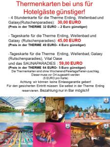 a flyer for the theme park at Hotel Nummerhof in Erding