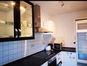 een keuken met een wastafel en een aanrecht bij 2 bedrooms apartement with enclosed garden and wifi at Limbach Kirkel in Altstadt
