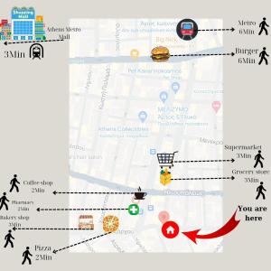 a map of a city with attractions at Comfort inn in Athens