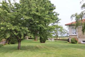 a tree in a yard next to a house at Le Gîte de Lardois in Miers