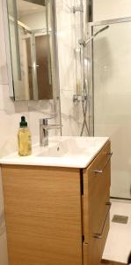 a bathroom with a sink and a shower at Magnifique 2 pieces in Antibes +3 photos