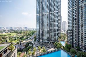 an aerial view of a city with tall buildings at Landmark 81 President Suite - Vinhome Central Park in Ho Chi Minh City