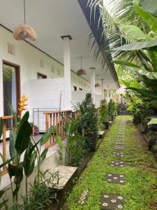 an indoor greenhouse with plants and a walkway at Blue Waves Balangan Homestay in Uluwatu