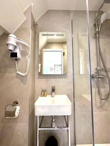 a bathroom with a sink and a shower at Hotel Zora in Paris