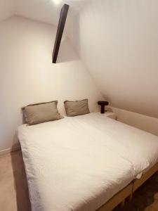 a bedroom with a white bed in a attic at Charmant duplex au Pouliguen in Le Pouliguen