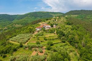 an aerial view of a house on a hill at Holiday Home Belveder Motovun with heated pool in Livade