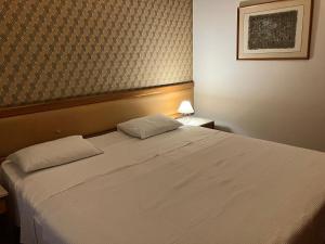 a bedroom with a large white bed in a room at Apart Hotel Volpi in Belo Horizonte