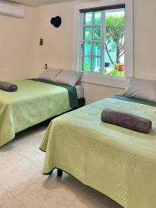 - une chambre avec 2 lits et une fenêtre dans l'établissement Casa Coccoloba, Chetumal, Quintana Roo, à Chetumal