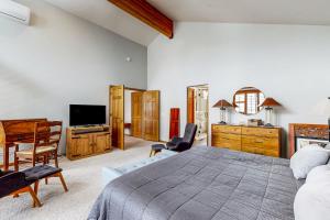 a bedroom with a large bed and a television at All-Season Chalet in Park City