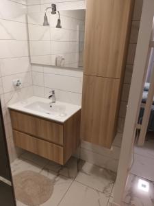 La salle de bains est pourvue d'un lavabo et d'une douche. dans l'établissement BASTIDE DES MARTELIERES, à Salon-de-Provence