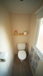 a small bathroom with a toilet and a window at Le Muscat in Boofzheim +15 photos