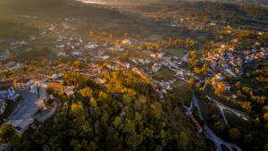 una vista aérea de una ciudad con árboles y casas en Alla Posta Matrimoniale Relax, en Posta Fibreno