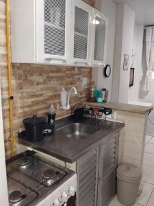 里約熱內盧的住宿－里約熱內盧一室公寓，厨房配有水槽和炉灶
