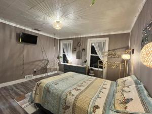- une chambre avec 2 lits et une télévision dans l'établissement Birdie's Nest 2446, à Au Sable Forks