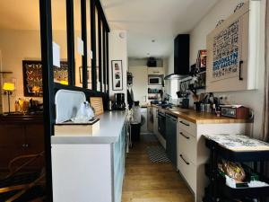 een keuken met een aanrecht en een aanrecht bij Atelier d'artiste in Bordeaux