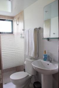 ein weißes Bad mit einem WC und einem Waschbecken in der Unterkunft Encantador Apartamento a minutos del Centro Urbano in Punta Cana