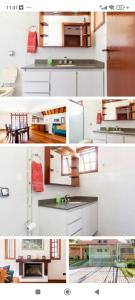 un collage de fotos de armarios de cocina blancos en Casa na Granja Viana - Cotia en Cotia