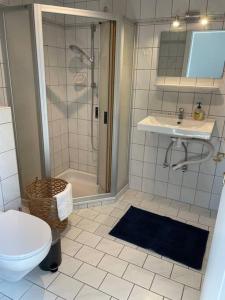 a bathroom with a shower and a toilet and a sink at Apartment in Velden am Wörthersee, Top 3 in Velden am Wörthersee