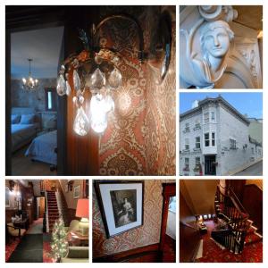 a collage of different pictures of a hotel room at Manoir Sainte Genevieve in Quebec City
